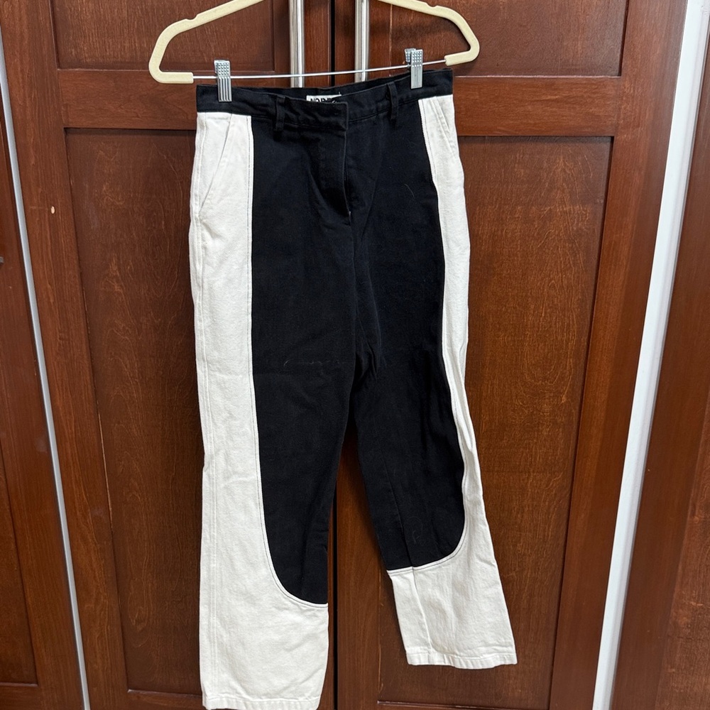 NOR Black and White Wide-Leg Two-Tone Trousers